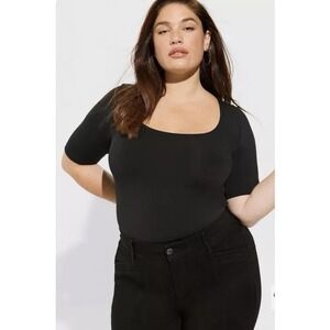 TORRID Sculpting Knit Scoop Neck Elbow Sleeve Black Stretch Womens Plus 4x NWT